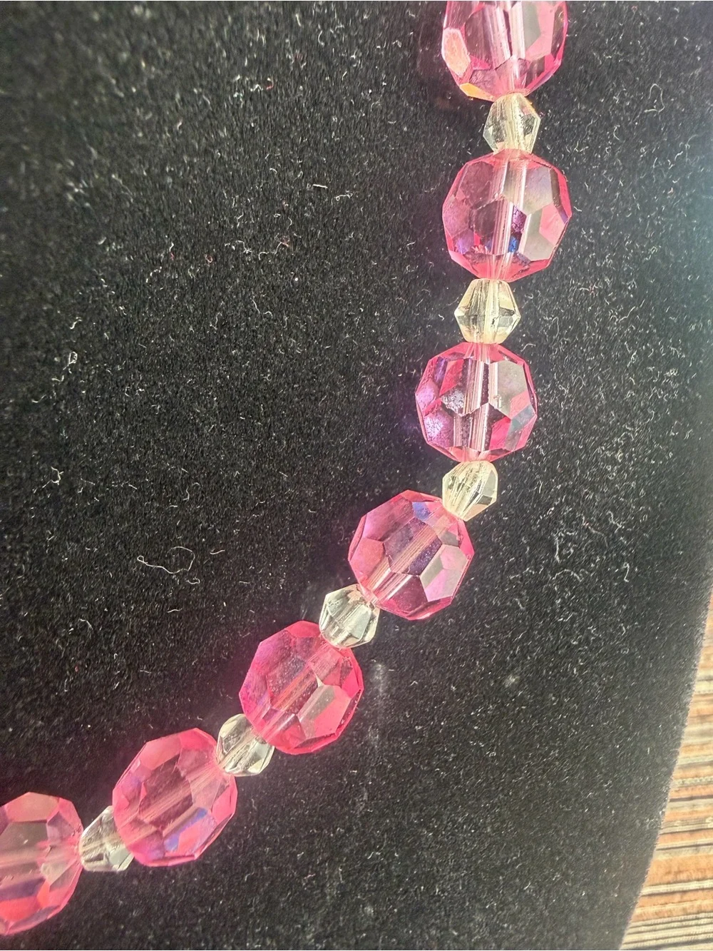 Vintage Y2K Pink Crystal Bead Necklace - Women's Jewelry